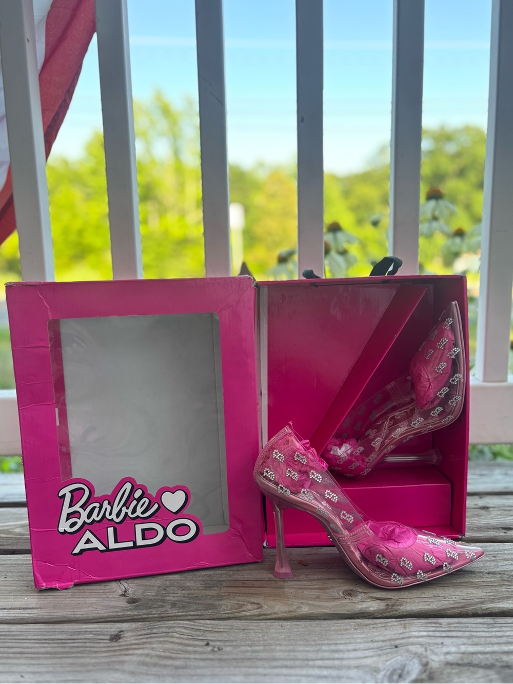 ALDO X Barbie Barbietessy Stessy Clear Pink Heeled Shoes 7.5 NWT - Picture 5 of 13